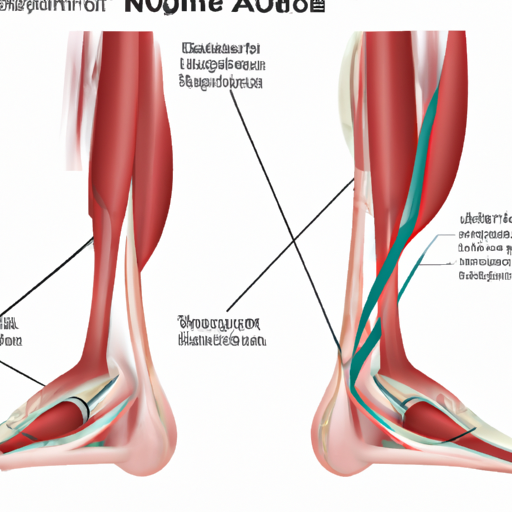 איור המציג את מבנה השרירים של הרגל, כאשר תהליך האטרופיה מודגש