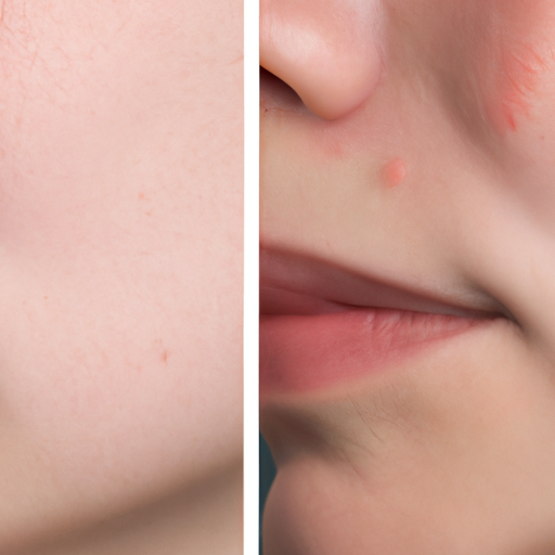 תמונת תקריב של צלקת לפני ואחרי טיפול פנים פלזמה