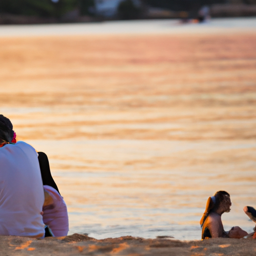 תמונה של זוג נהנה משקיעה בחוף תאילנדי